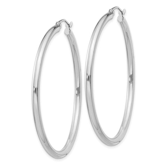 2.5mm, Sterling Silver, Classic Round Hoop Earrings - 45mm (1 3/4 In.) - Picture 2 of 5